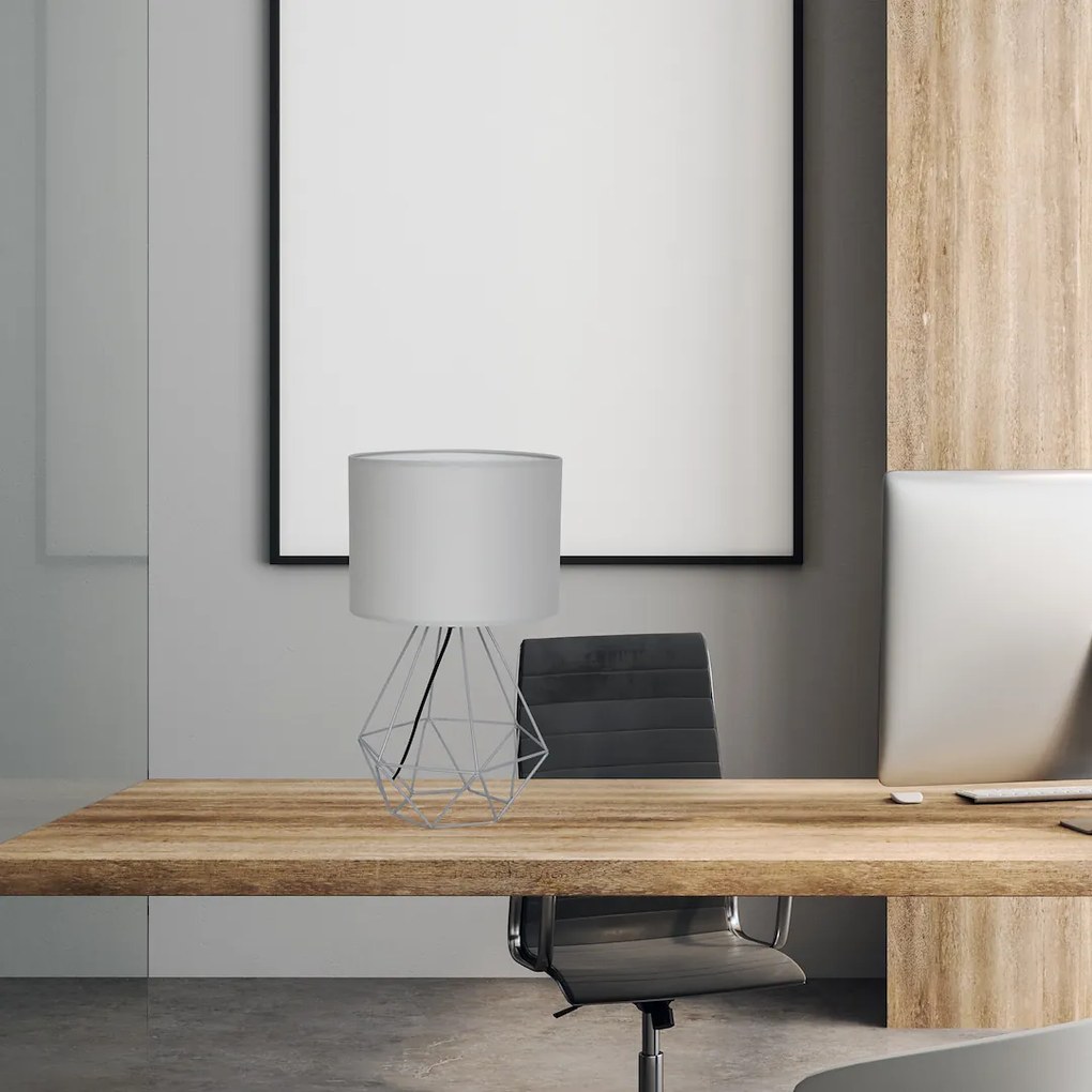 Stolná lampa Basket, 1x sivé textilné tienidlo, gre