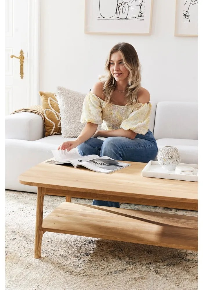 Konferenčný stolík z dubového dreva v prírodnej farbe 70x110 cm Twig – The Beds