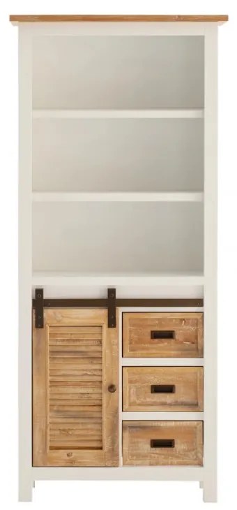 furniture-nabytek.cz - Masívna vysoká skrinka do kúpeľne Capera z borovice a MDF, lakovaná, biela a hnedá – 80×35×180 cm