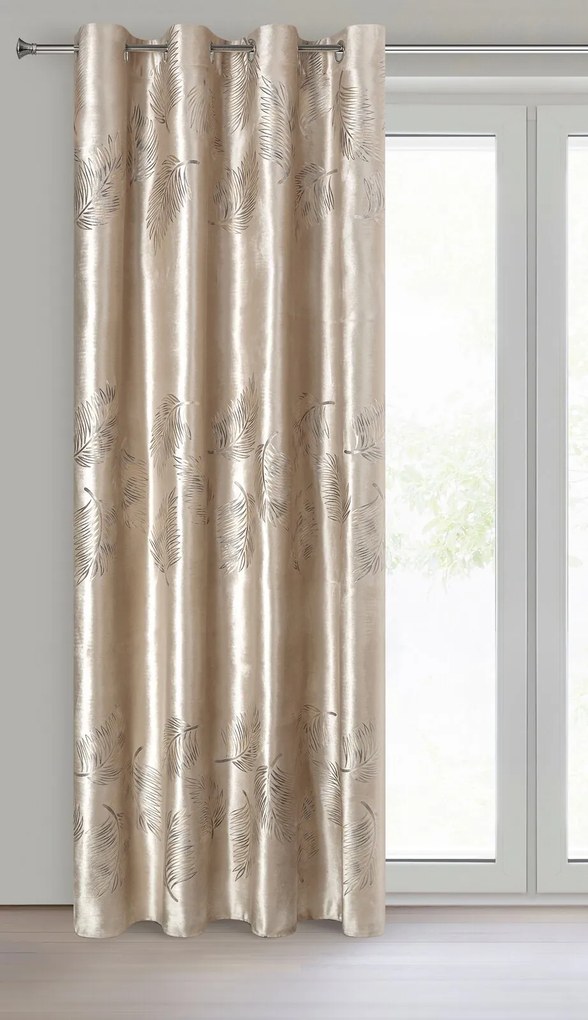 EUROFIRANY ZATEMŇOVACÍ ZÁVES NA KRÚŽKOCH IDALIA 140X250 CM LISTY