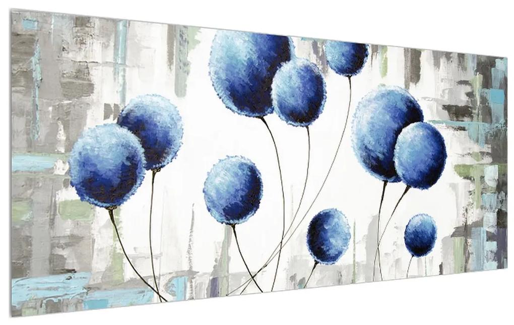 Abstraktný obraz - modré balóniky (120x50 cm)
