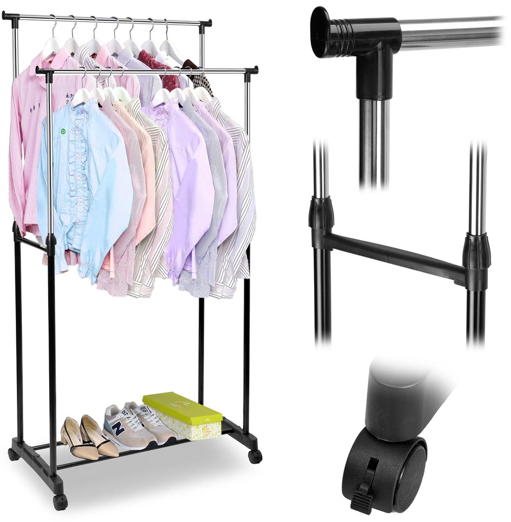 Stojan na pblečení WALERIA černý/stříbrný