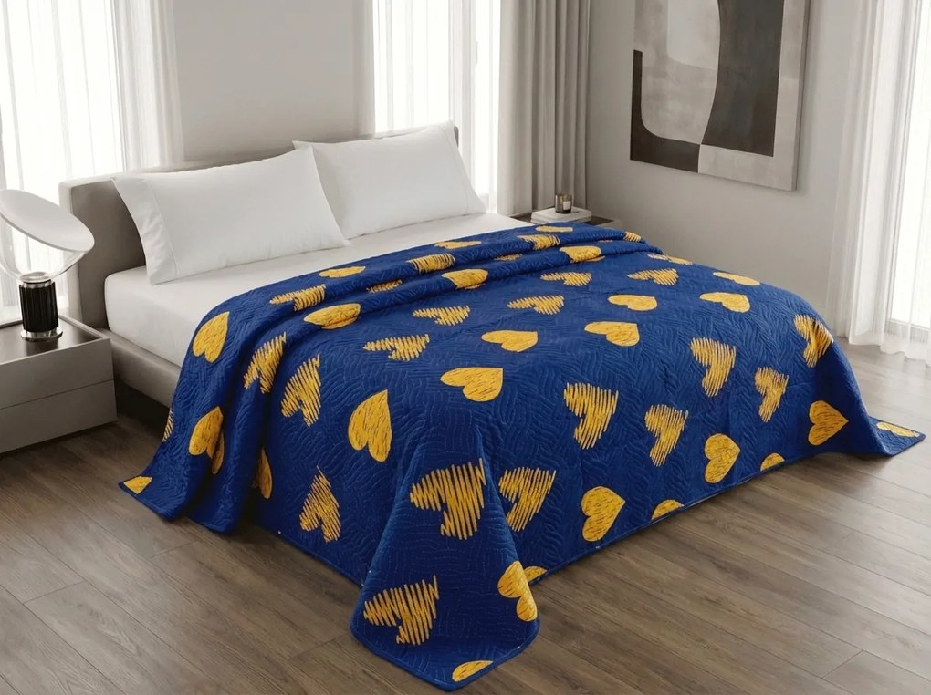 Prehoz na posteľ GOLBINO, tmavomodrý Rozmer: 170 x 210 cm