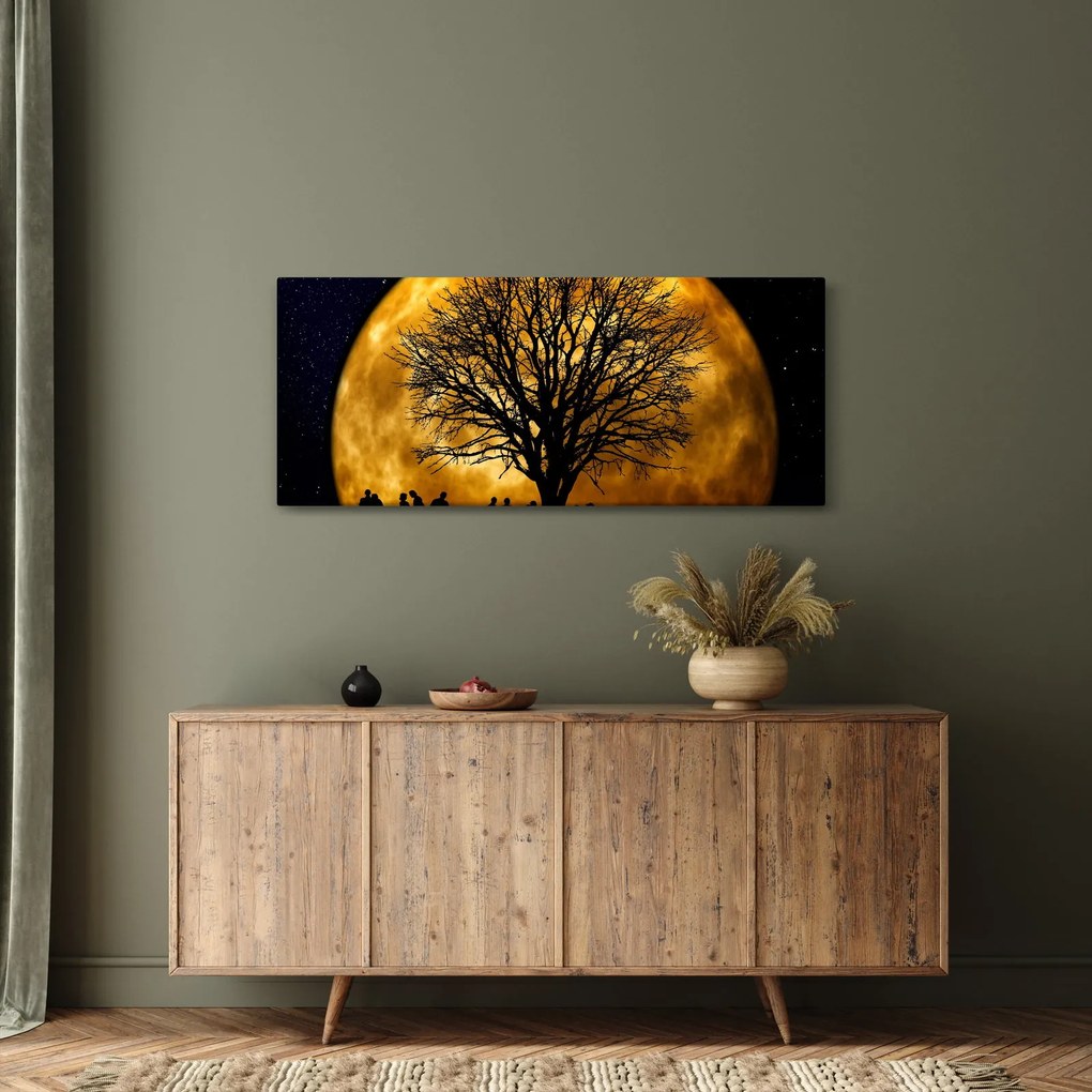 Obraz mesiace a siluet (120x50 cm)
