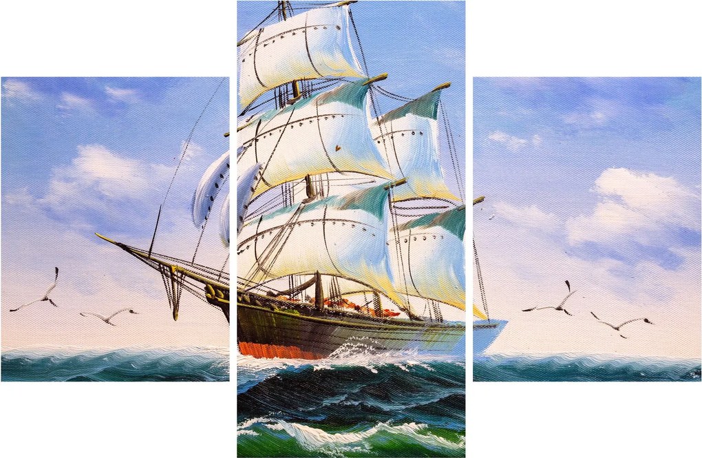 Obraz lode na vlnách (90x60 cm)