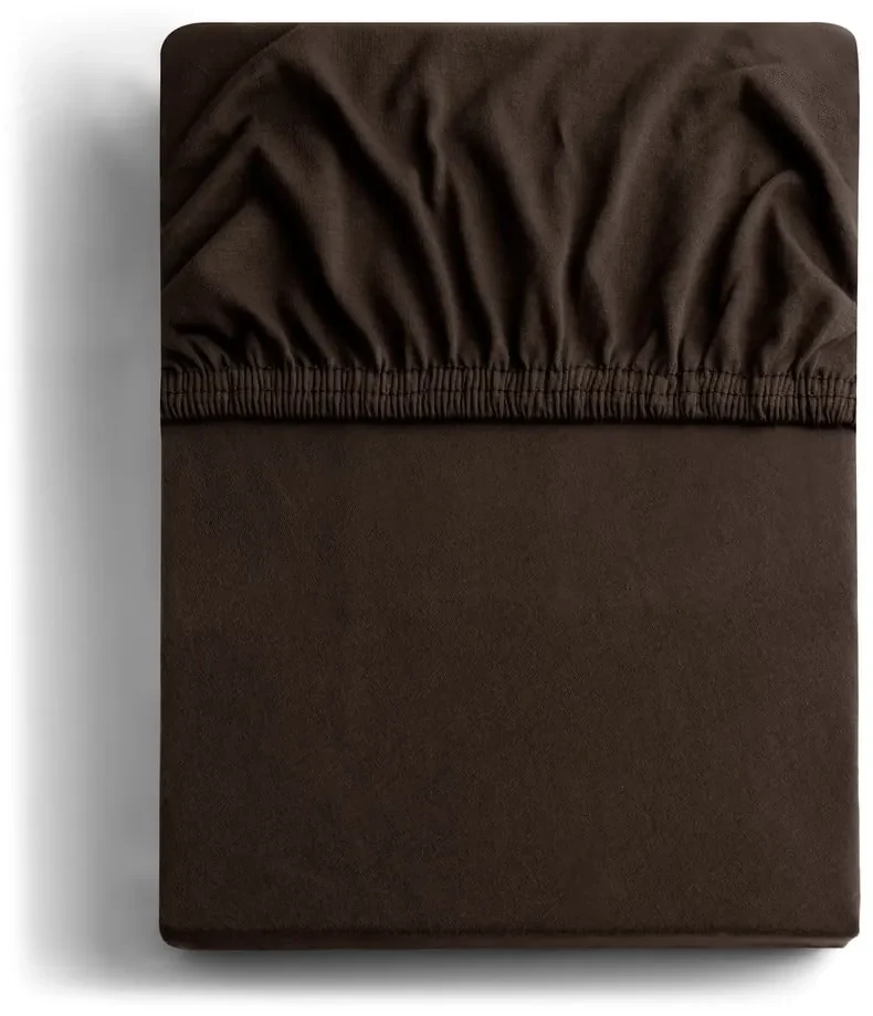 Tmavohnedá napínacia plachta jersey 140x200 cm Amber – Restilo