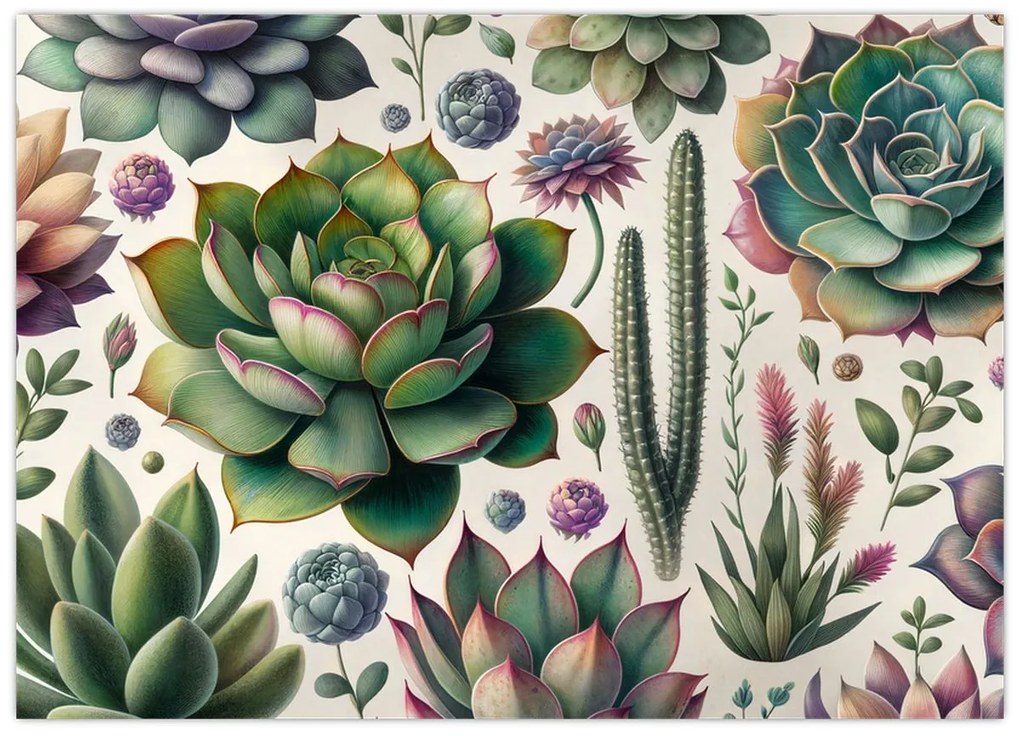 Obraz - Sukulenty (70x50 cm)