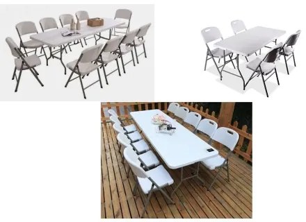 Sammer Cateringový rozkladací stôl v bielej farbe 240 x 75 x 75 cm SC-240