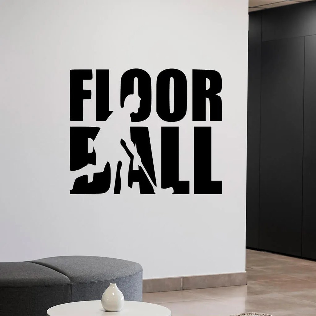 Veselá Stena Samolepka Nápis Floorball Farba: oranžová, Veľkosť: 100 x 82 cm