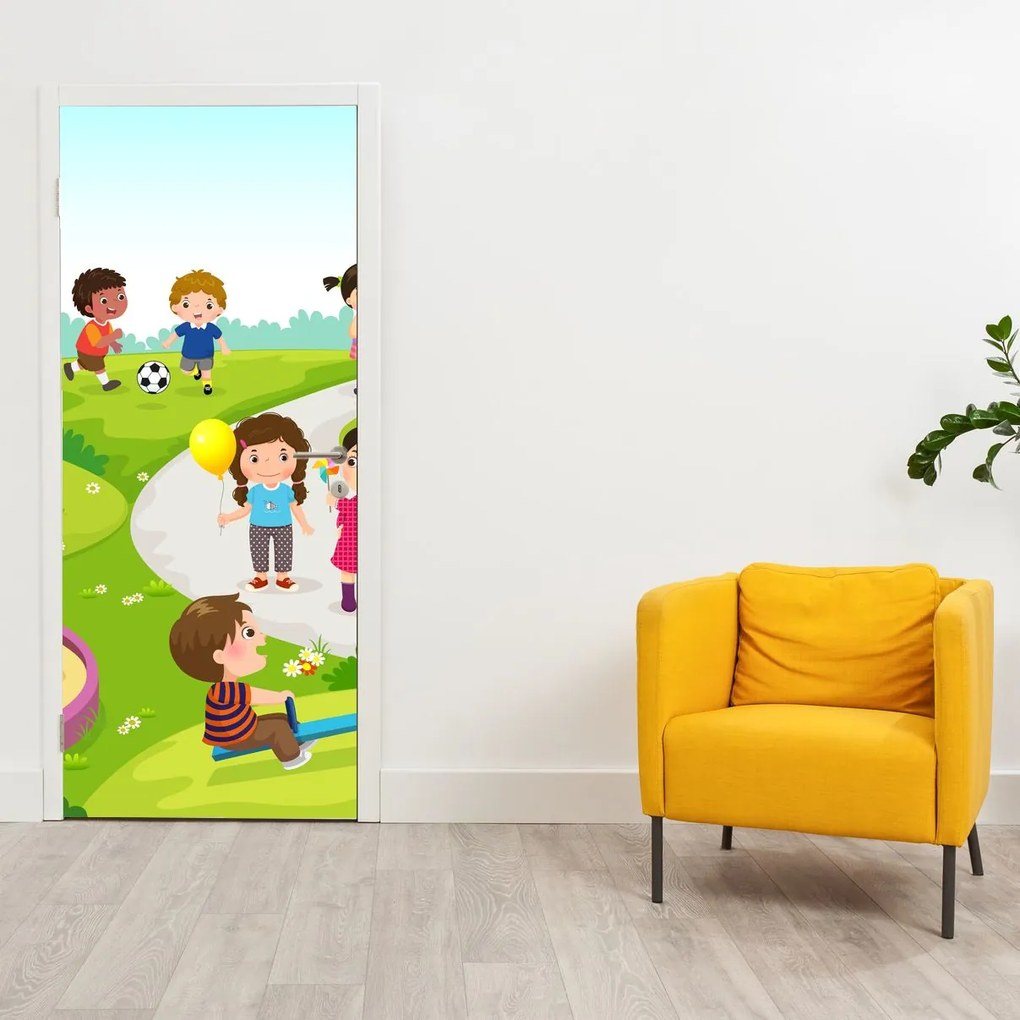 Fototapeta na dvere - Detské radovánky na pieskovisku (95x205cm)