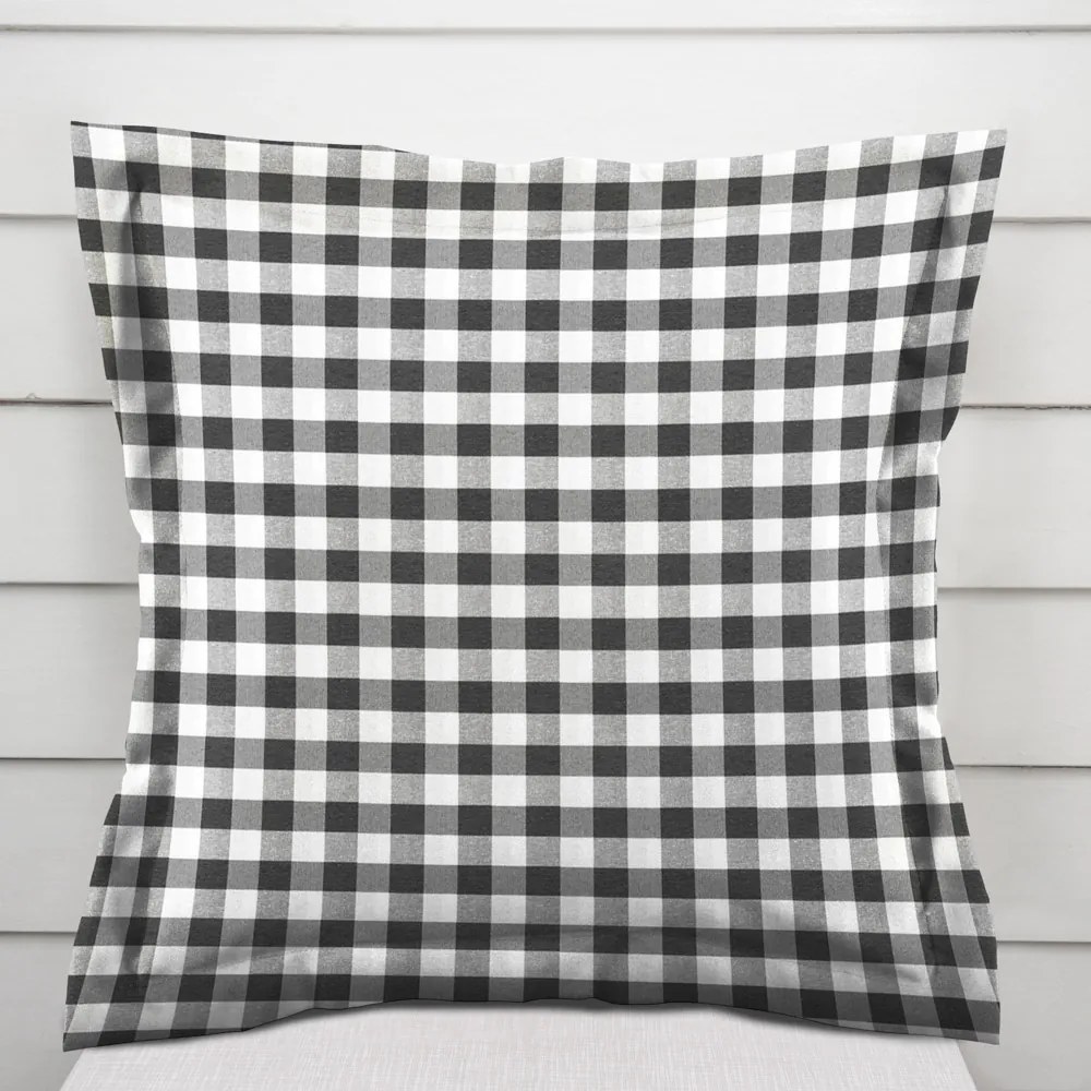 Biante Dekoračná obliečka na vankúš s lemom Rebeka RE-011 Sivo-biela kocka stredná 60 x 60 cm