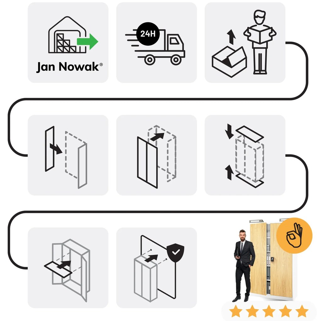 Kovová kancelárska skrinka Biely/ Zlatý dub: Eco Design JAN II