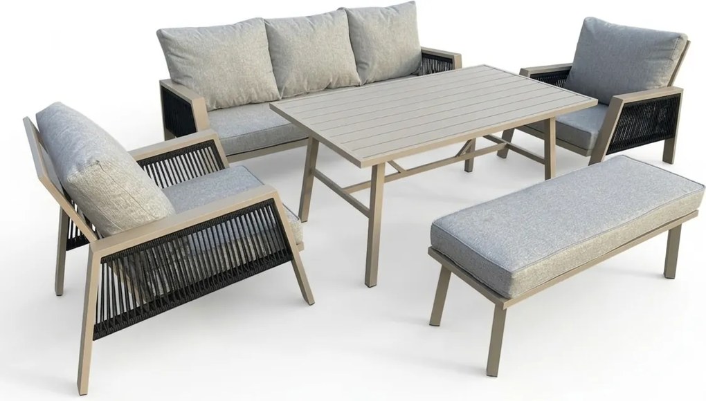 Súprava záhradného nábytku pre 5 osôb Houseland Atessa hnedá/sivá