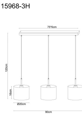 Globo 15968-3H - Závesný luster na lanku DELEON 3xE27/40W/230V