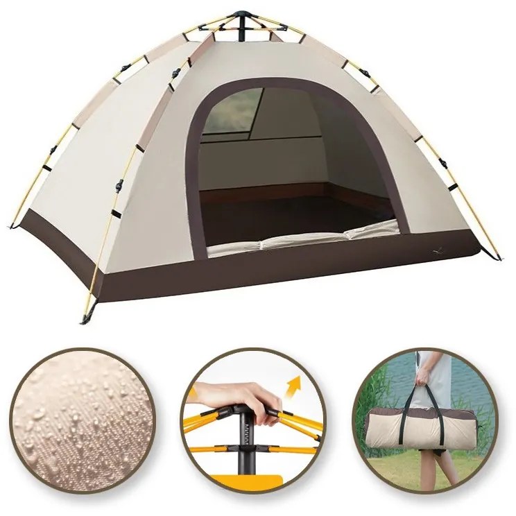 Krémový kempingový stan pre 2-3 osoby 200 x 140 x 115 cm