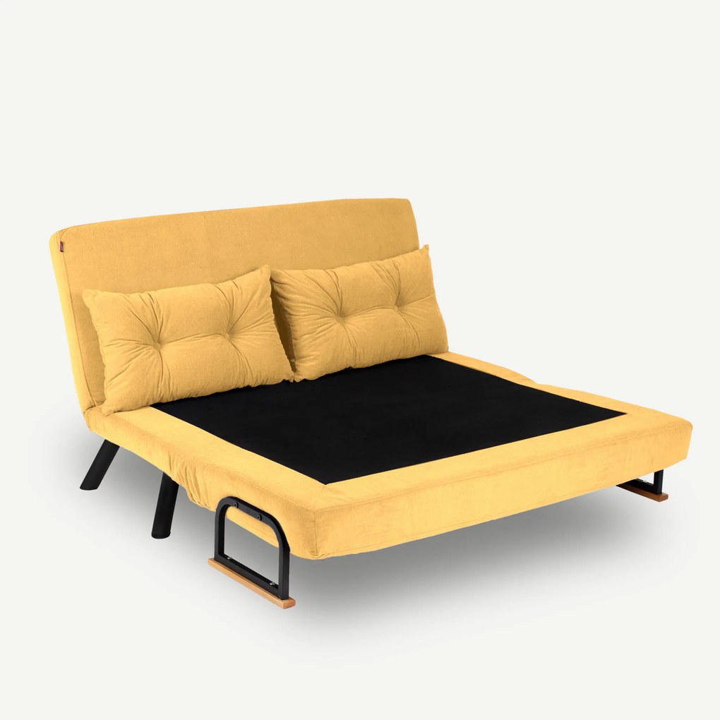 Pohovka futon Sandy (horčicová). Akcia -18%. Vlastná spoľahlivá doprava až k Vám domov. 1062309