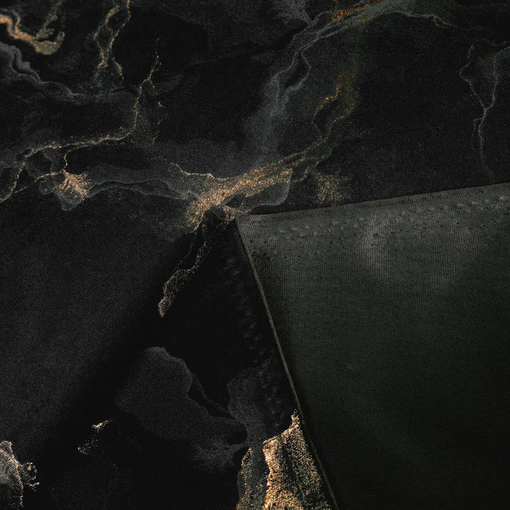 Biante Veľký zamatový obdĺžnikový obrus Isabela IBL-021 Zlatý/dymový mramor na čiernom 180x260 cm