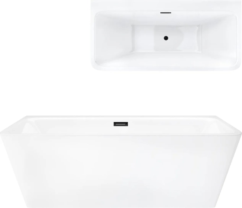 Nástenná vaňa Corsan Iseo 170 cm, široký okraj, gun metalová povrchová úprava