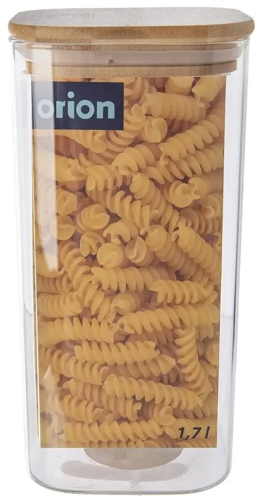 Orion Sklenená dóza hranatá s bambusovým vekom, 1,7 l BORO