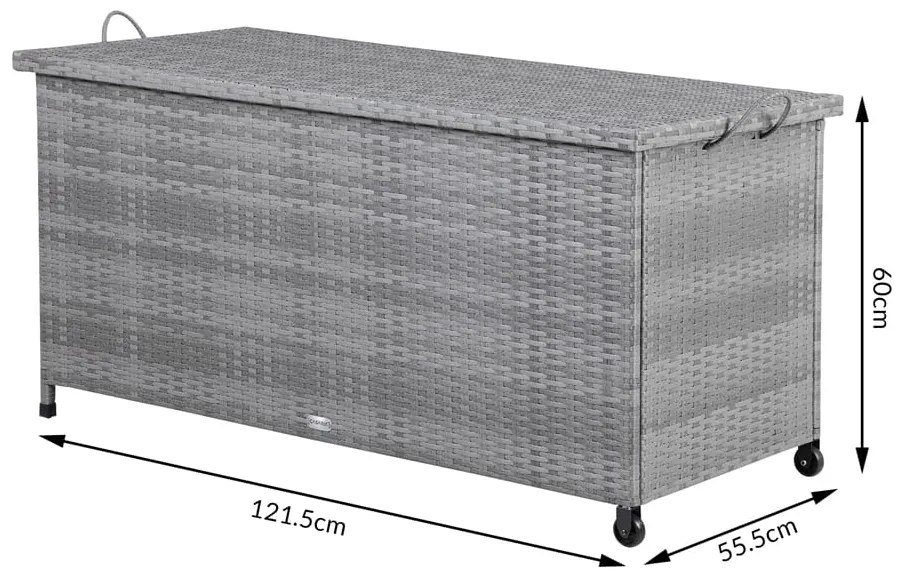 InternetovaZahrada Úložný box 122x56x61cm – sivý s kolieskom
