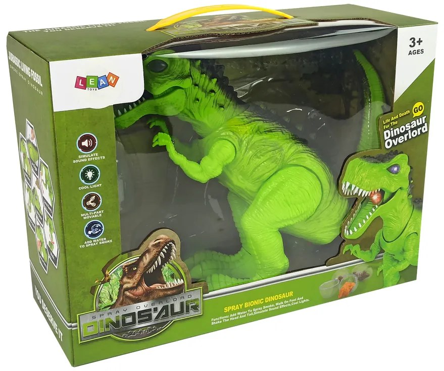 LEAN TOYS Interaktívny dinosaurus na batérie s projektorom neonový