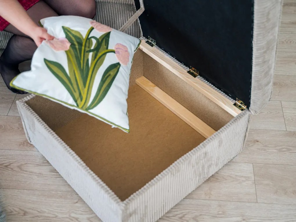 AKCIA Tmavomodrý taburet SMART COSARO s úložným priestorom 65x65 cm II. akosť