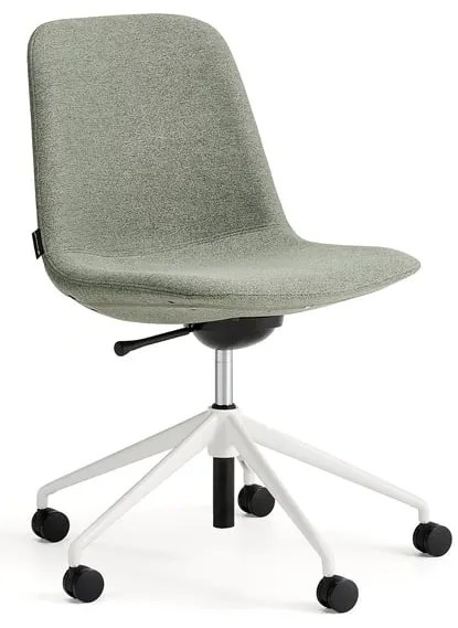 Stolička LANGLEY, nízky sedák, s kolieskami, biela/zelenošedá