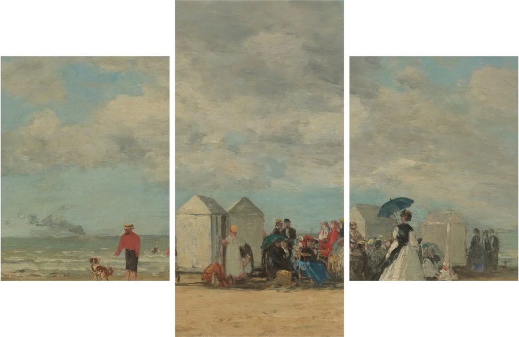 Obraz - Eugène Boudin, Beach Scene , reprodukcia (90x60 cm)