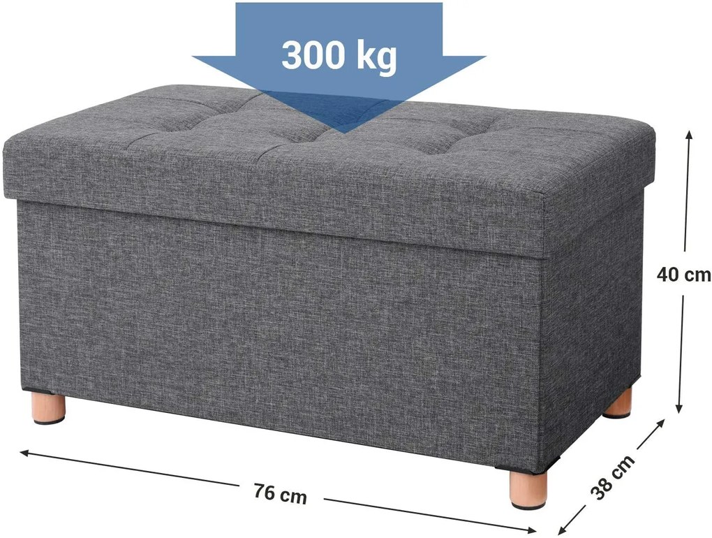 Taburet JARLE s úložným priestorom sivý