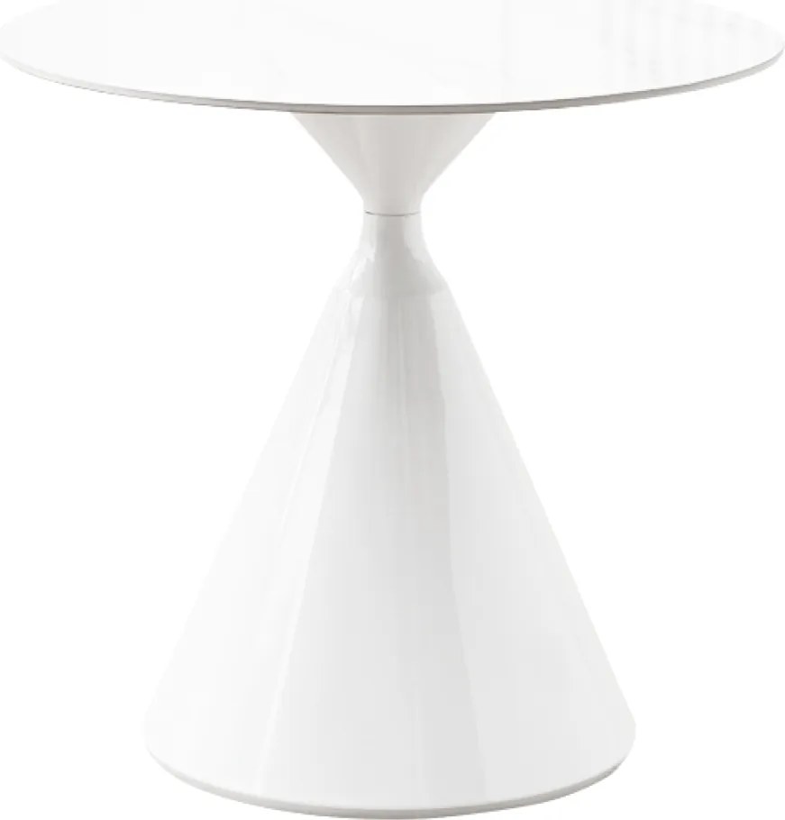 Jedálenský stôl, svetlý mramor/biela, priemer 80 cm, VALER