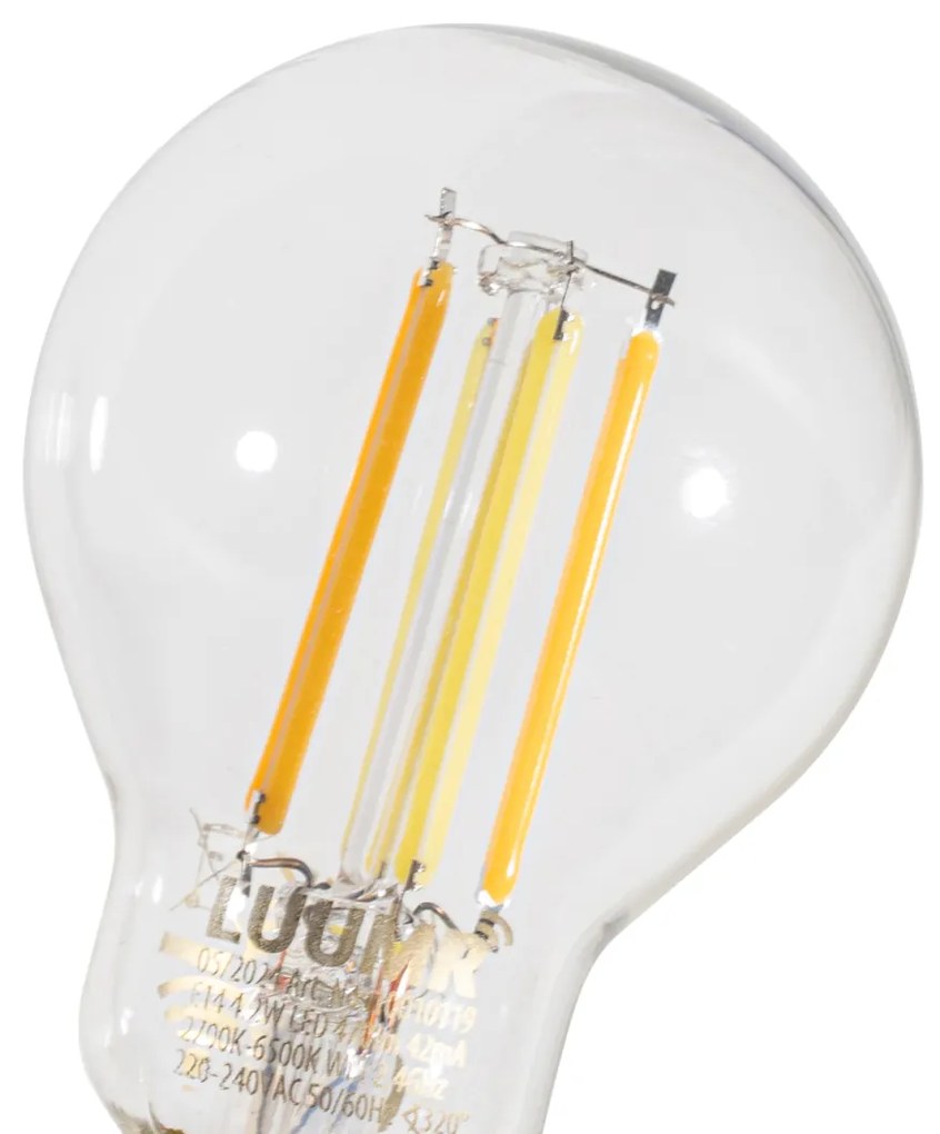 Sada 5 inteligentných LED žiaroviek E14 P45 číra 4,2 W 470 lm 2700 – 6500 K