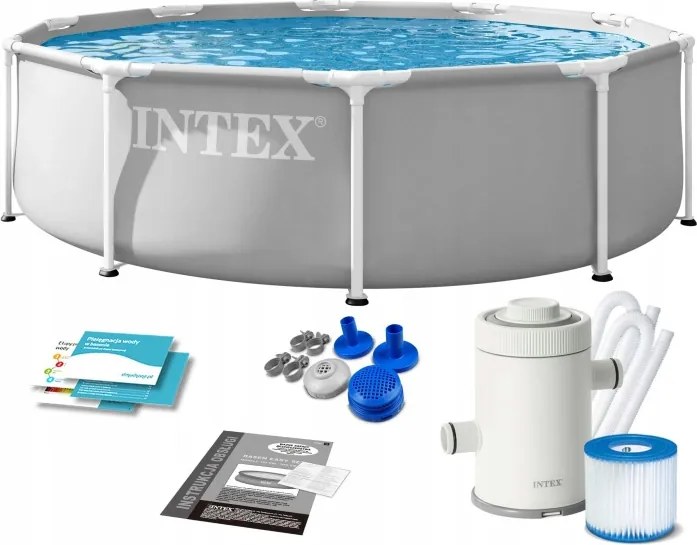 Záhradný bazén s rámom 6v1, 305x76cm, sivý | INTEX