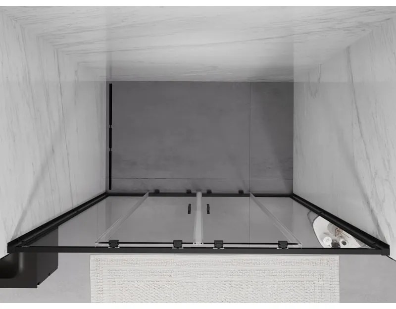 Mexen Exo, 2-krídlové posuvné 150x200 cm, 6mm číre sklo, čierny profil, 8152-150-000-70-00