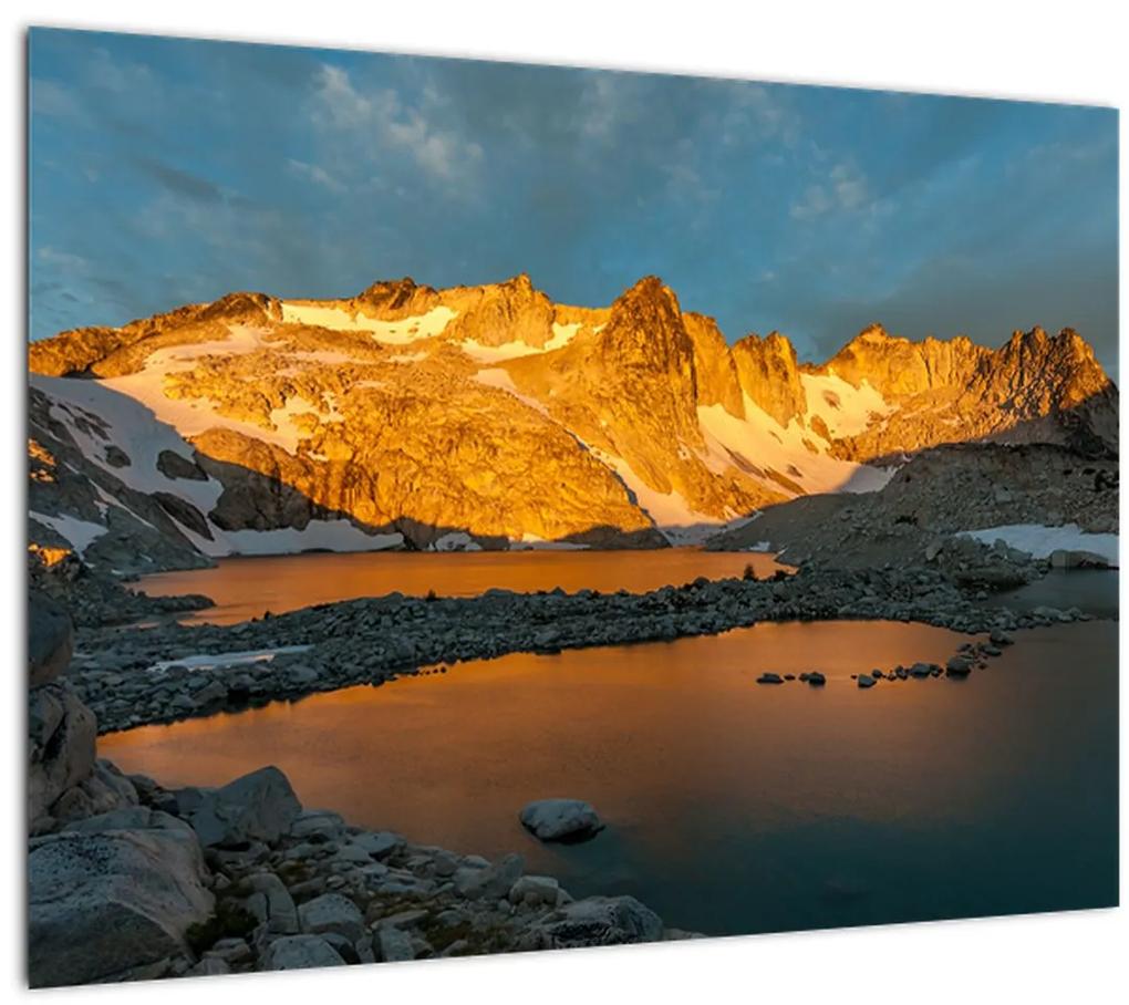 Sklenený obraz vysokohorskej krajiny (70x50 cm)