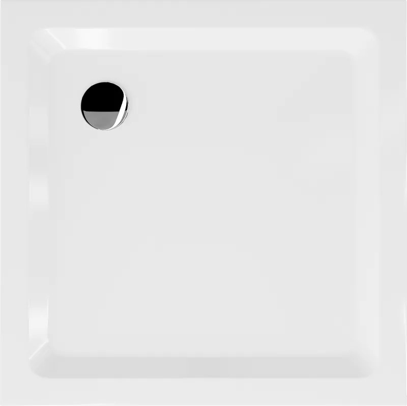 Mexen SLIM - Štvorcová sprchová vanička 80x80x5cm + chrómový sifón, biela, 40108080