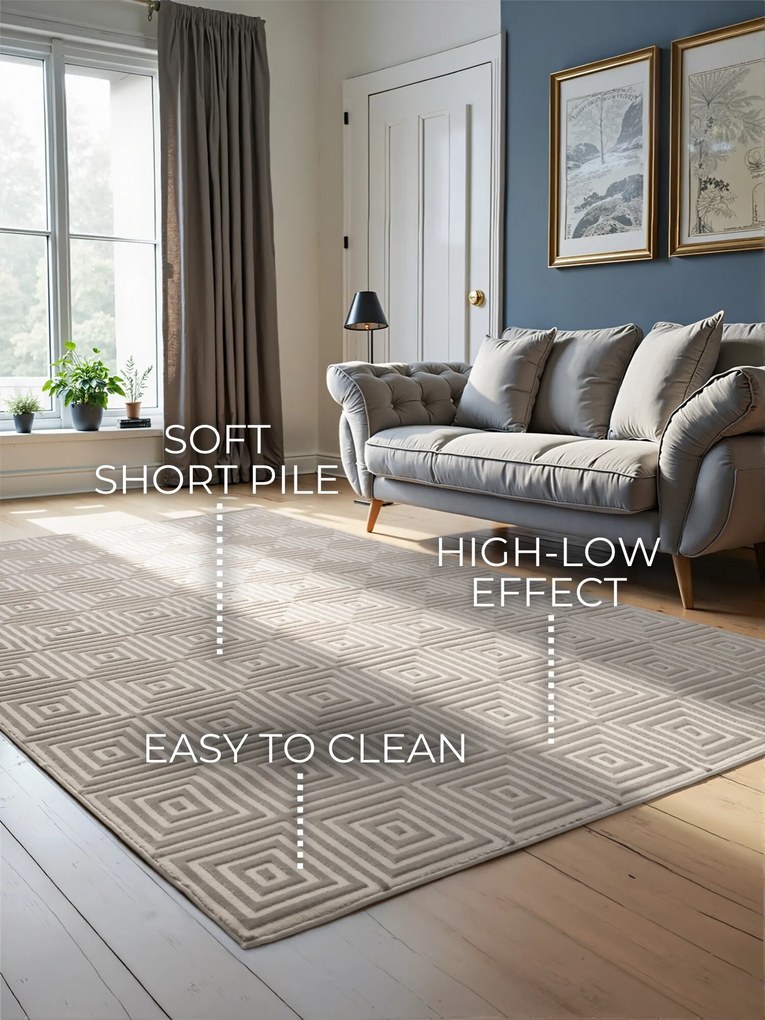 ELLE Decoration, Kusový koberec Perles 106184 White Cream z kolekcie Elle, 160x235, béžová, obývacia izba