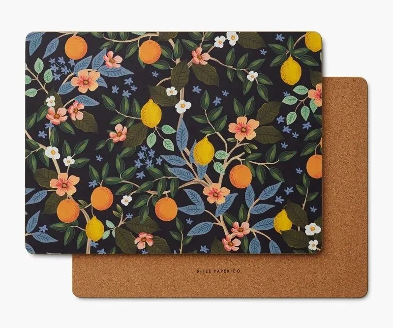 Rifle Paper Co. Korkové prestieranie Citrus Grove – set 4 ks