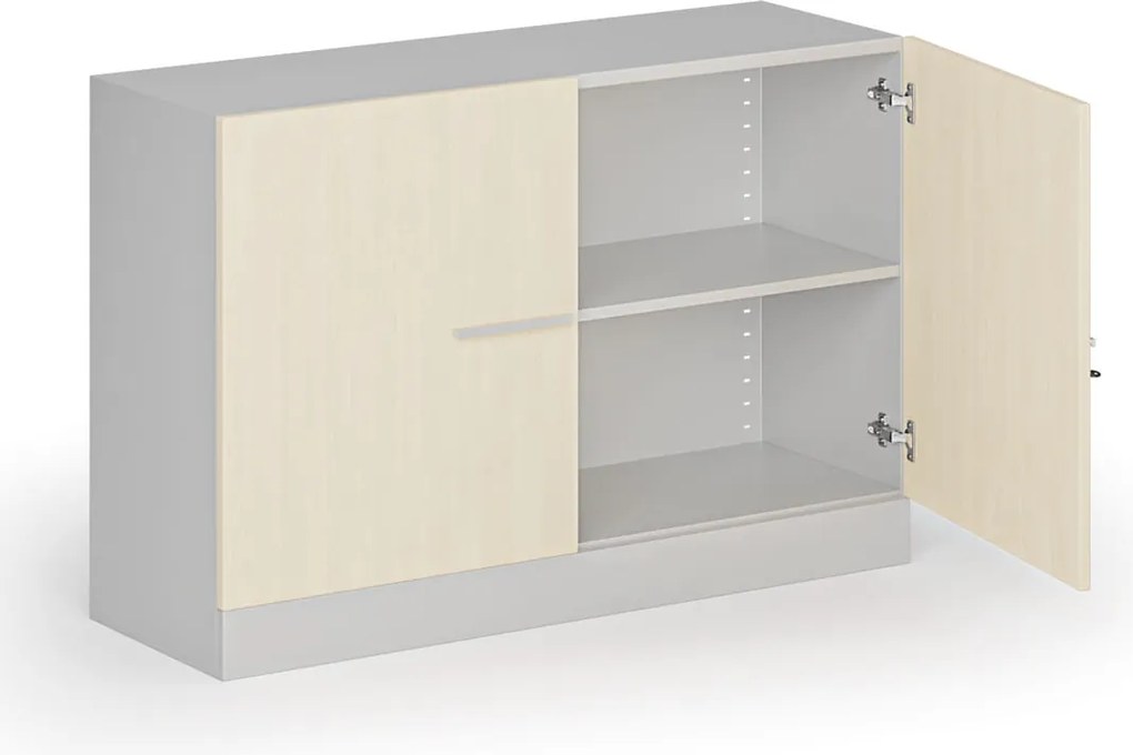 Kovová spisová skriňa s drevenými dverami, demontovaná, 800 x 1200 x 400 mm, breza