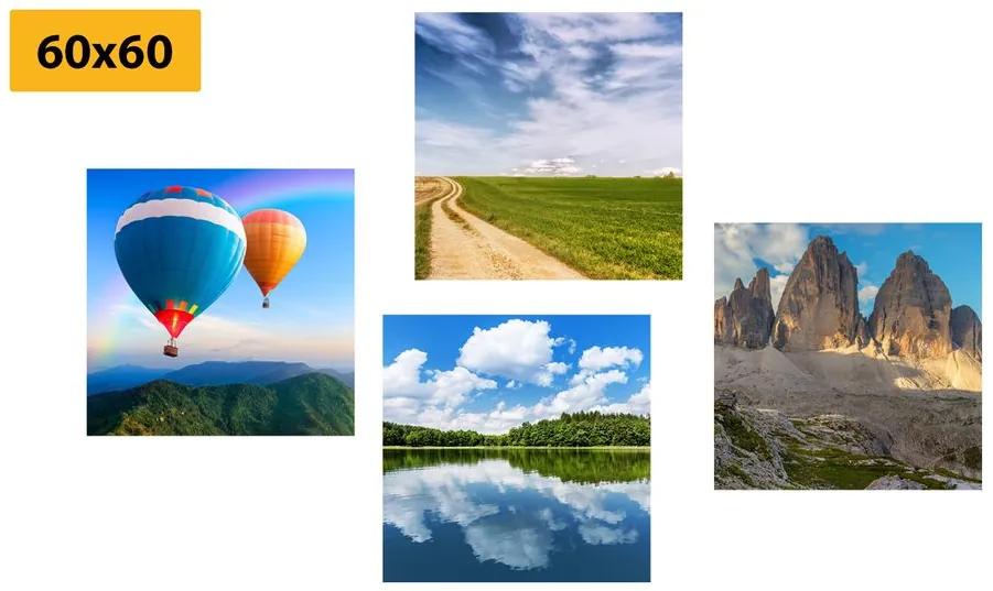 Set obrazov let balónom ponad krajinu Varianta: 4x 40x40