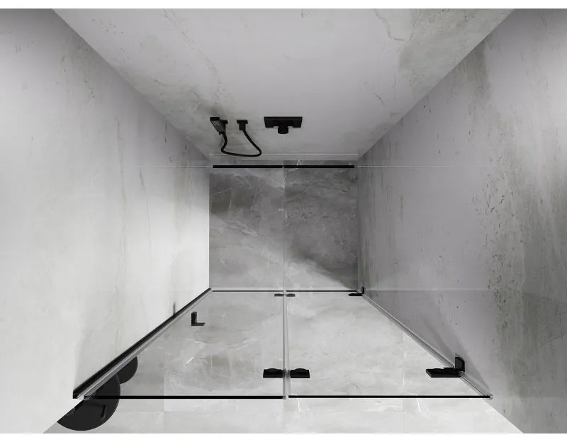 Mexen, Mexen Lunar-F pravé skladacie sprchové dvere 70 cm, priehľadné, čierne - 836-070-000-70-00-P