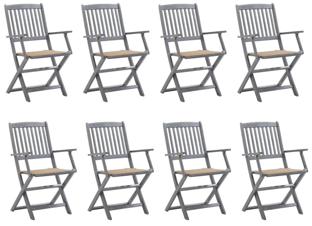 Skladacie vonkajšie stoličky 8 ks s podložkami akáciový masív 3078265