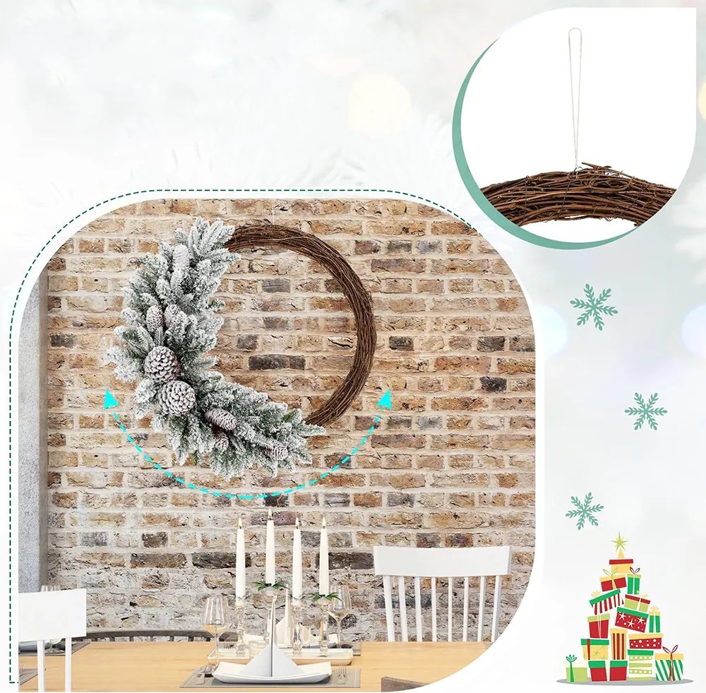 Snehová zimná vence s teplými LED svetlami