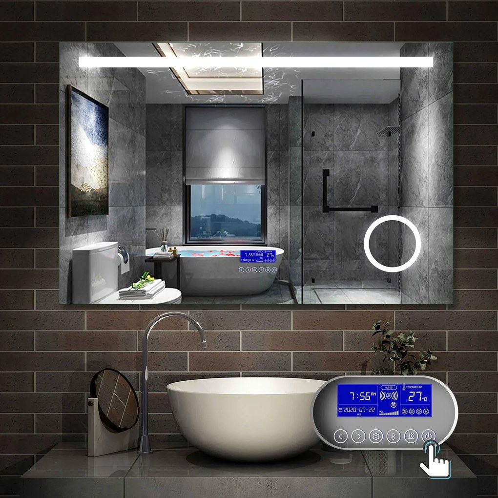 D‘Eluxe - LED ZRKADLÁ - Zrkadlo s LED osvetlením MULTIFUNKČNÉ MZ64K -140cm LED zrkadlo multifunkčné 5 teplá/studená biela nástenná 120 80 120x80