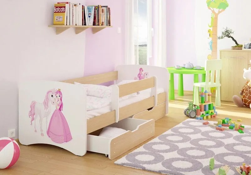 MAXMAX Detská posteľ PRINCEZNA A Jednorožec funny 180x90 cm - sa zásuvkou 180x90 pre dievča ÁNO