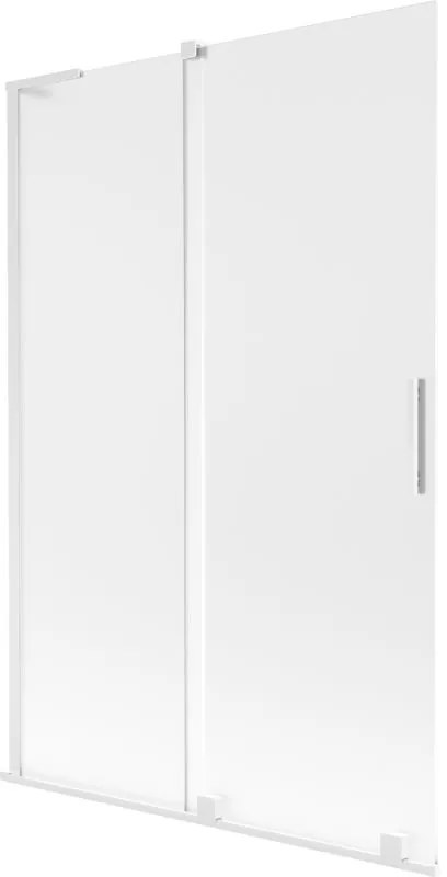 Mexen Velar L, 2-krídlová posuvná vaňová zástena 120 x 150 cm, 8mm sklo námraza, biela matná, 896-120-003-31-20