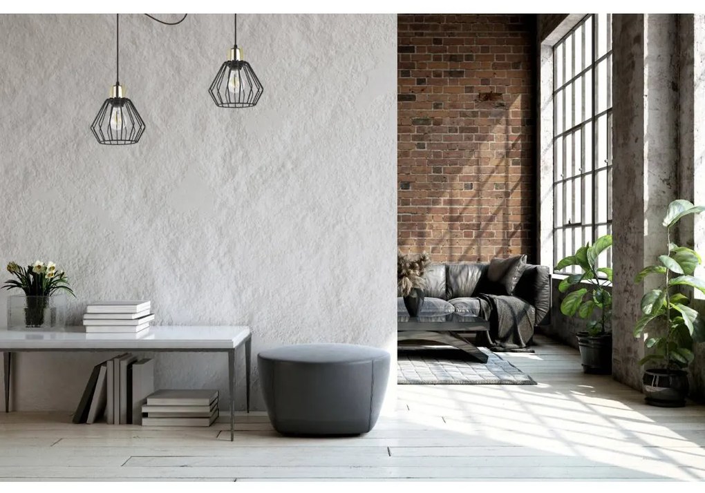 Závesné svietidlo Nuvola Spider 5, 2x čierne drôtené tienidlo, g