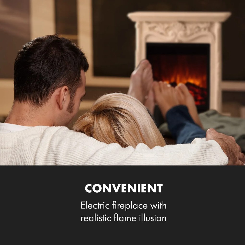 Klarstein Etna Pozzolana, elektrický krb, 1800 W, týždenný časovač, diaľkové ovládanie, biely