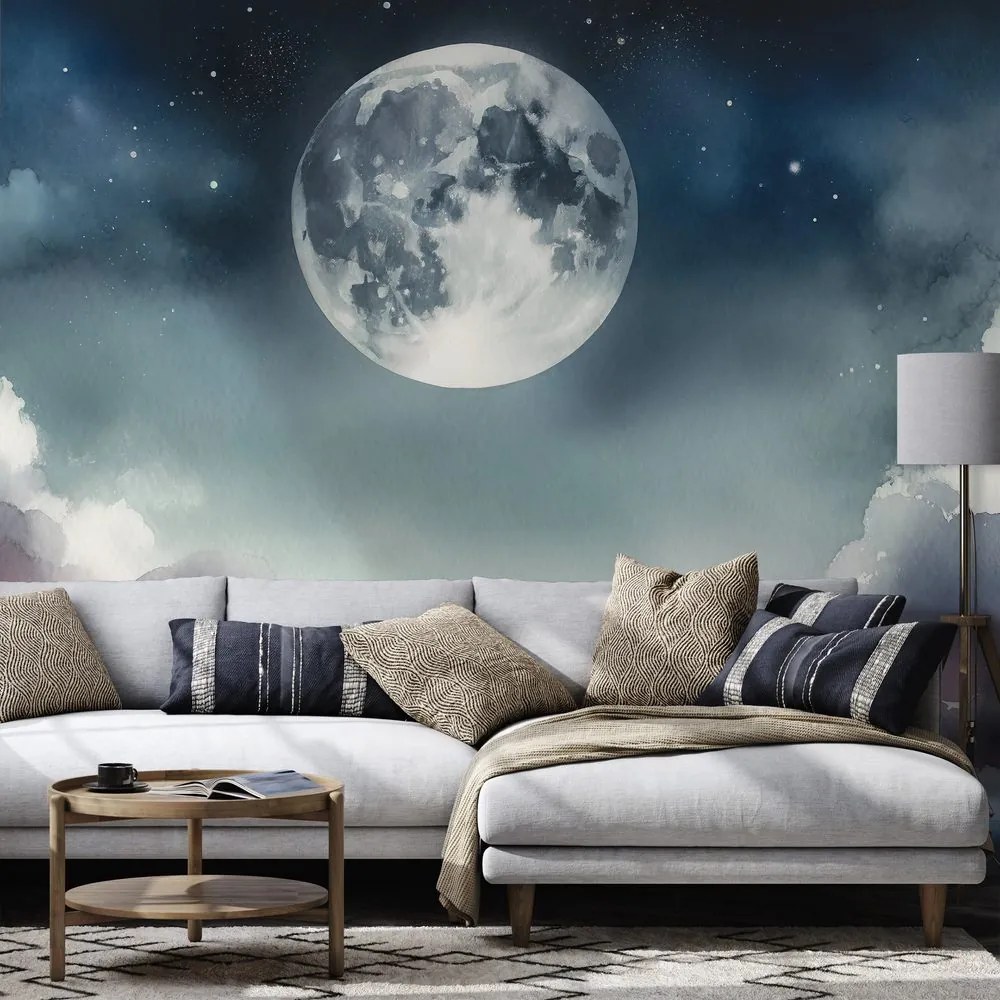Fototapeta nočná obloha s mesiacom a mrakmi