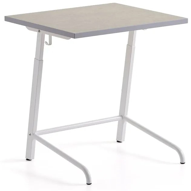 Školská lavica AXIOM, akustické linoleum, biela/šedá