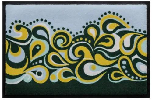 Premium rohožka- retro štýl - zeleno-žlté vlny (Vyberte veľkosť: 100*70)